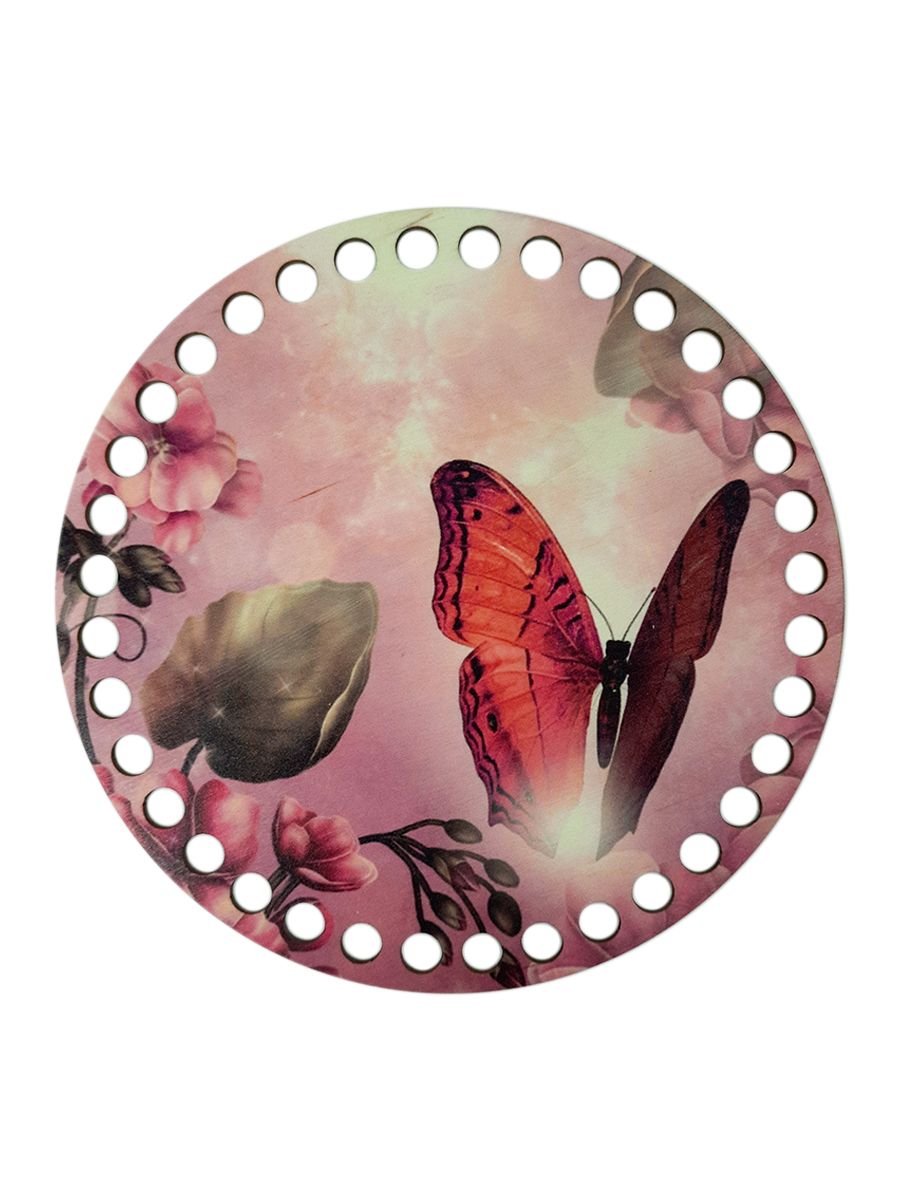 Донышко "Бабочка на розовом фоне" с цветной картинкой 17см 