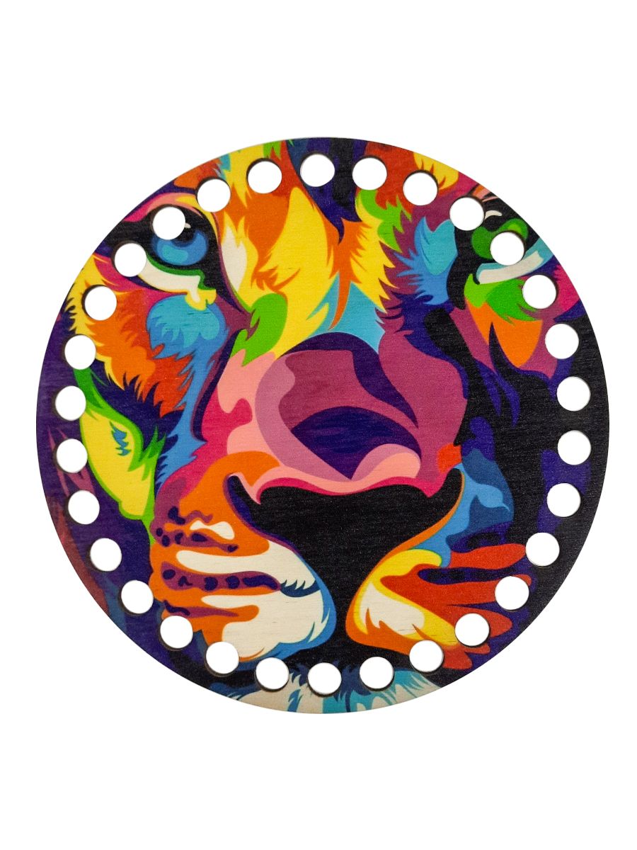 Донышко "Рисованный лев" с цветной картинкой 15см 